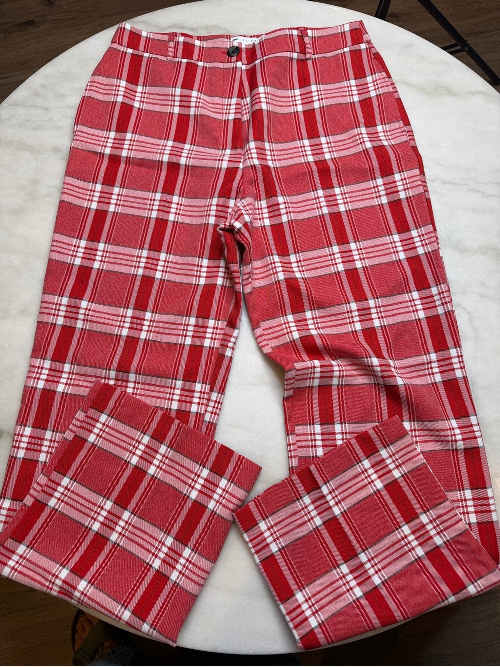 ASOS Red Plaid Trousers Size 6